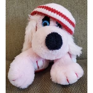 Vintage 1982 Matthew Fox Antics Daphne Pink Dog With Winter Hat Blue Eyes